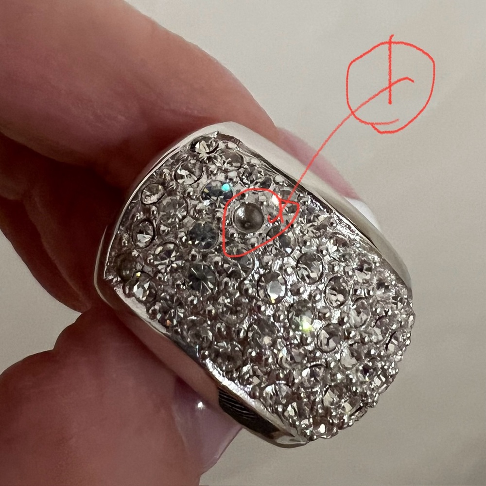 Christian Dior Vintage Silver Pave Crystal Half Hoop Clip-On Earrings - Picture 9 of 16